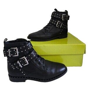 Ted Baker Lace Up Biker Boots Kelanaa Black  Women's  Size 36.5 - 6 Side…